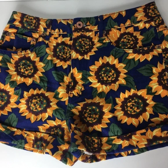 Retro Forever 21 Sunflower High Waisted Shorts size 26 100% Cotton - Picture 4 of 10